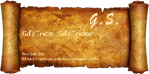 Gáncs Sándor névjegykártya