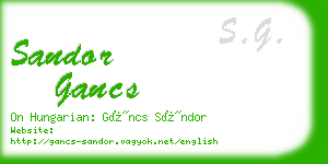 sandor gancs business card
